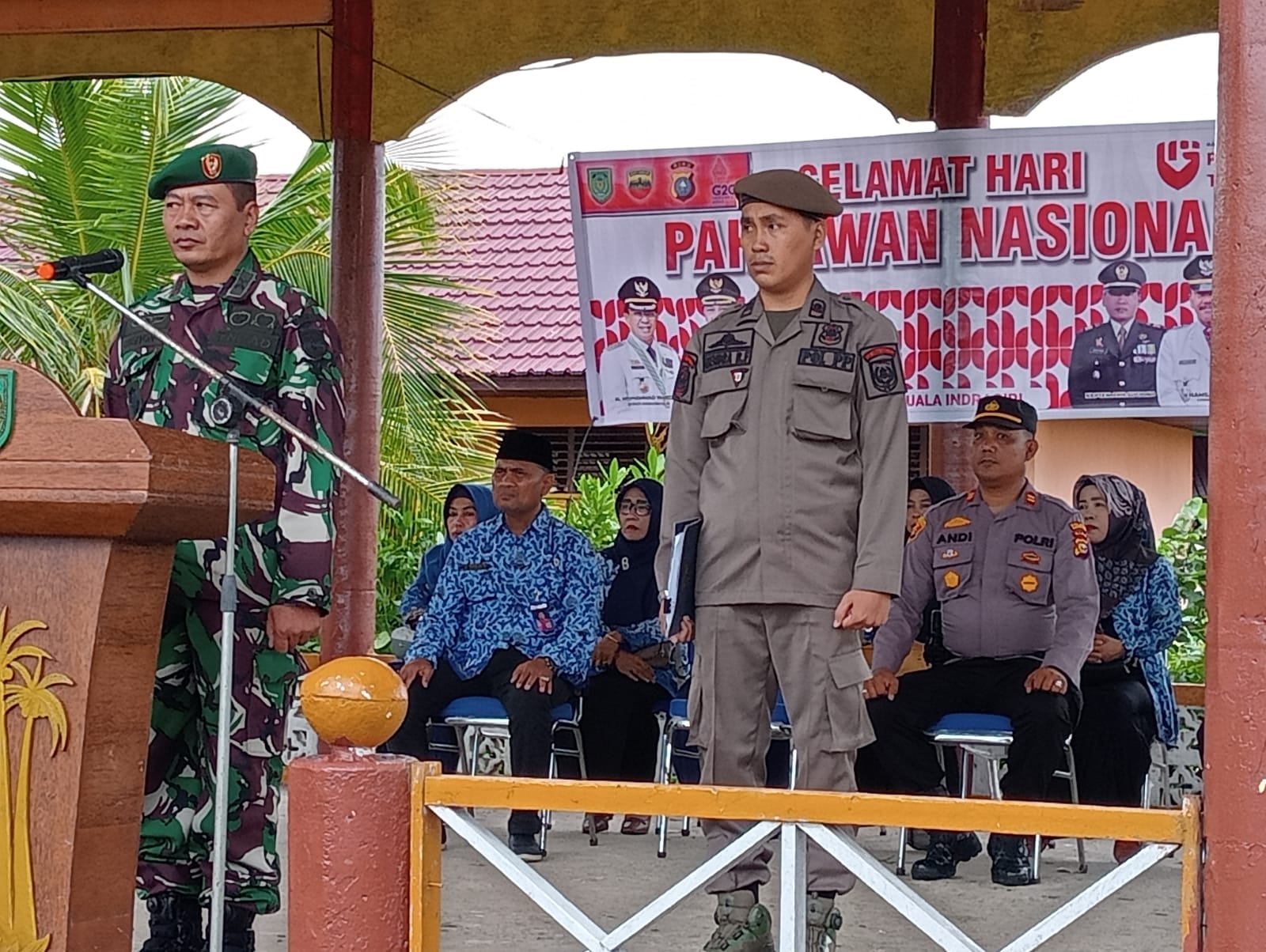 Peringatan Hari Pahlawan Ke 77, Danramil 04/Kuindra Adakan Upacara