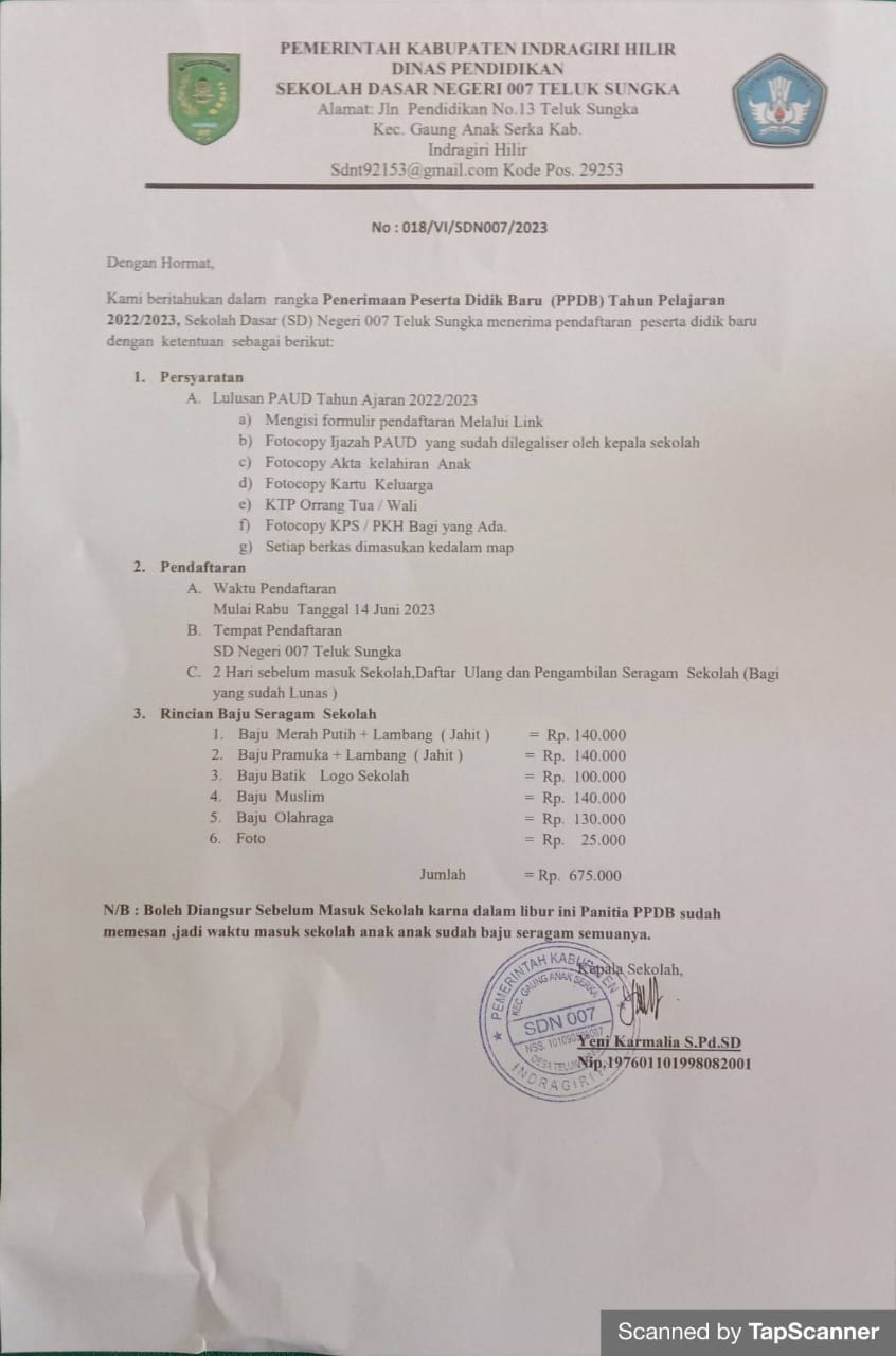 PPDB 2023 SD di Desa Teluk Sungka Pungut Biaya Seragam Hingga Setengah Juta Lebih, Orang Tua: Pinang Murah, Kelape Murah