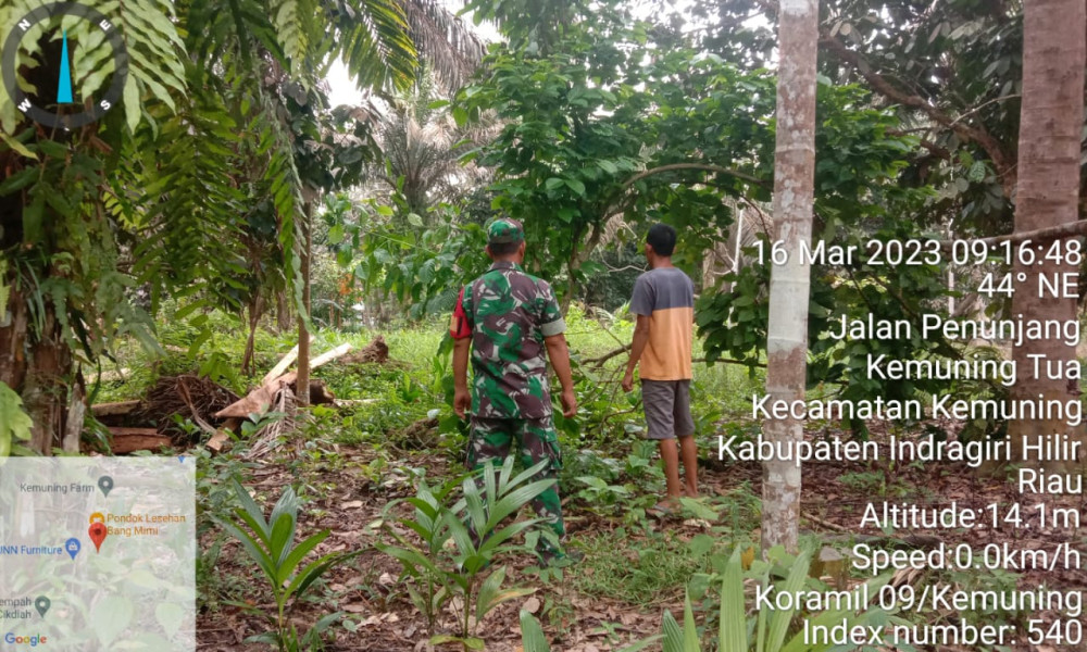 Sosialisasi Karhutla Bersama Babinsa Koramil 09/Kemuning di Binaan