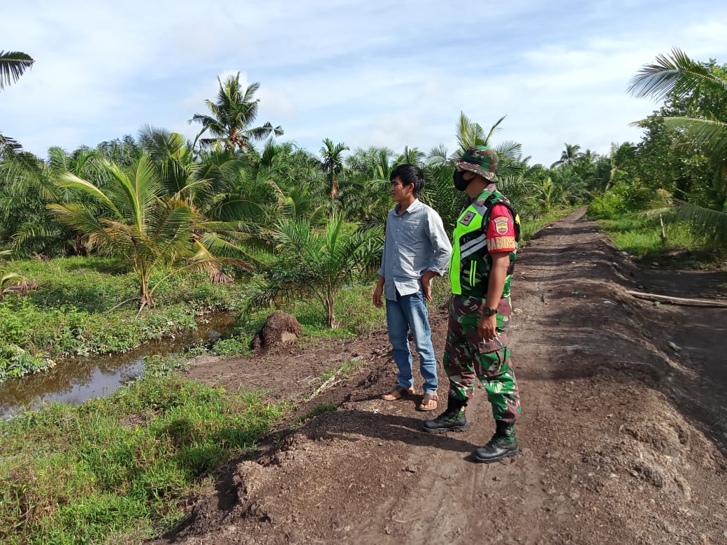 Babinsa Koramil 04/Kuindra Bersama Petani Kelapa Laksanakan Sosialisasi Karhutla