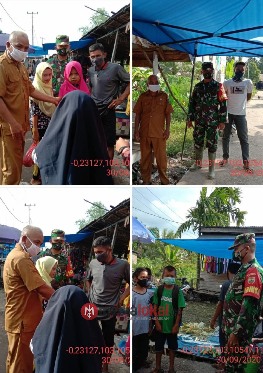 Personil Koramil 12/Batang Tuaka Lakukan Gakplin di Pasar Desa Sungai Rawa