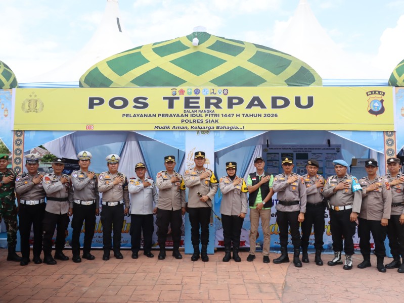 Kapolres Siak Cek Pos Pam Depan Istana Siak, Pastikan Pelayanan Mudik Lebaran Maksimal
