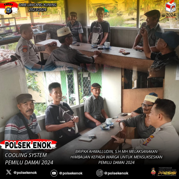 Polsek Enok Berikan Edukasi Pemilu Damai ke Masyarakat, Waspada Hoax dan Jangan Golput