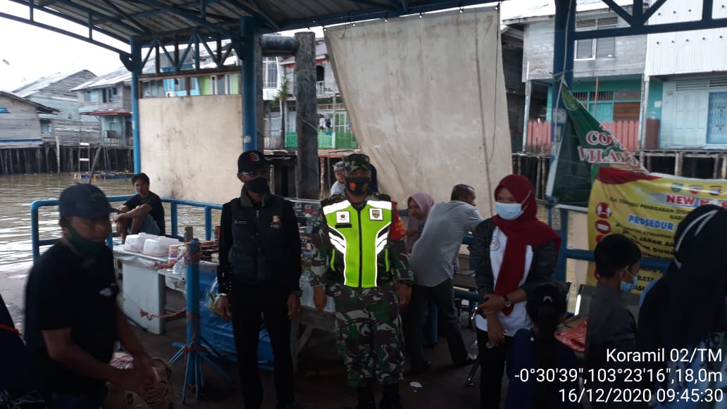 Penegakan Protkes di Pelabuhan Kuala Enok Terus Dilakikan Koramil 02/Tanah Merah