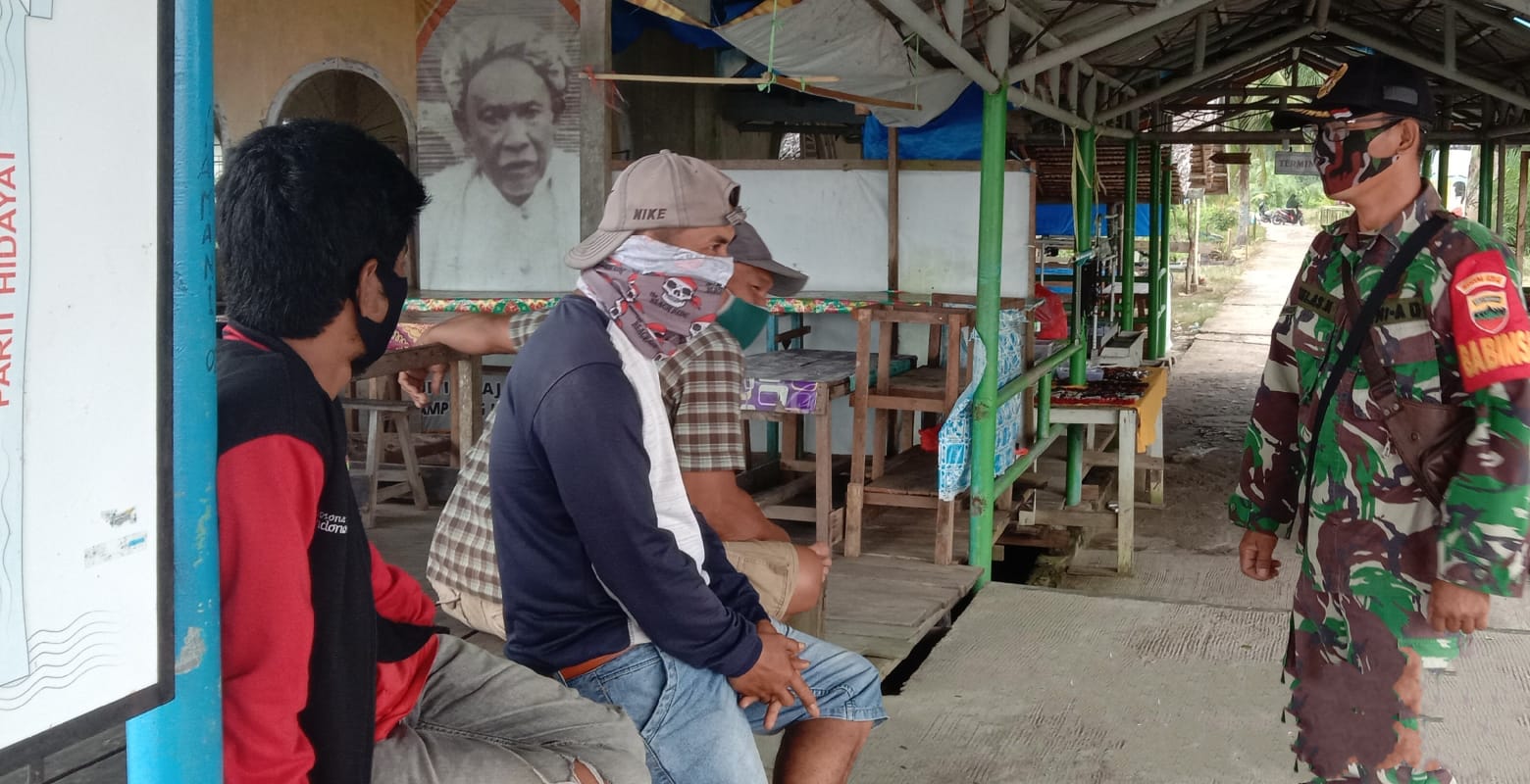 Penegakan Protokol Kesehatan Terus Digencarkan Personil Koramil 04/Kuindra