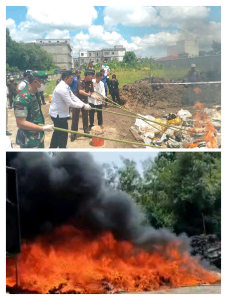 Puluhan Ribu Barang Bukti Bekas Di Musnahkan Kejari Bengkalis Puluhan Ribu Barang Bukti Bekas Di Musnahkan Kejari Bengkalis