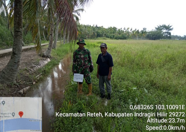 Mendukung Swasembada Pangan, Babinsa Koramil 07/Reteh Tinjau Lokasi Ketahanan Pangan
