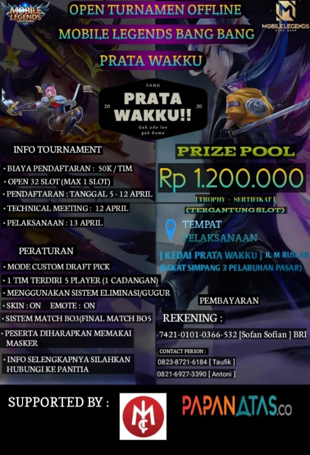 Ayo Ikuti, Kedai Canai Prata Wakku Bersama Medialokal Group Gelar Kejuaraan Mobile Legends Bang-Bang