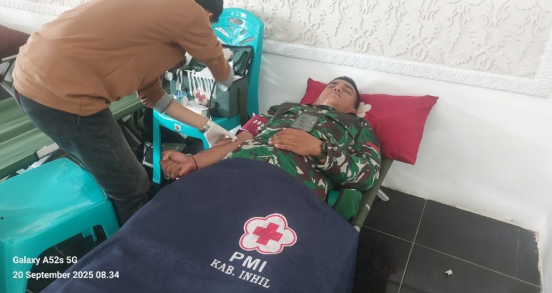 Personil Bhabinsa 05/Gas Melaksanakan Donor Darah Dalam Rangka HUT TNI ke-80