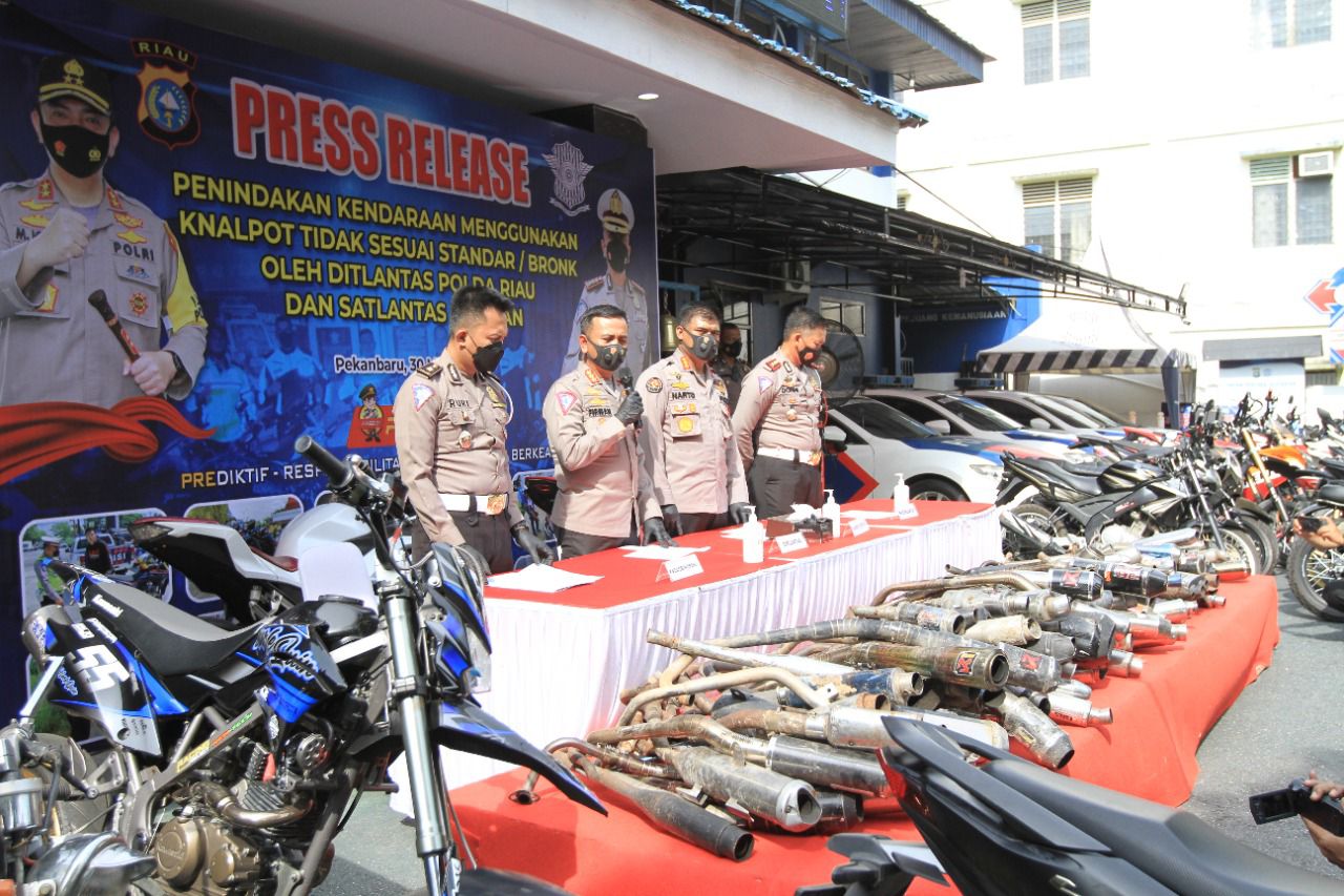 Polda Riau Amankan Knalpot Brong, Mengganggu Kenyamanan Masyarakat