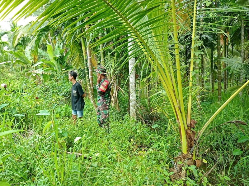 Babinsa Koramil 07/Reteh Lakukan Pencegahan Kebakaran Hutan dan Lahan di Desa Binaan