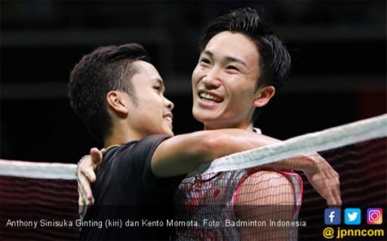 Setelah 1 Jam 30 Menit, Momota Singkirkan Ginting di Japan Open 2019