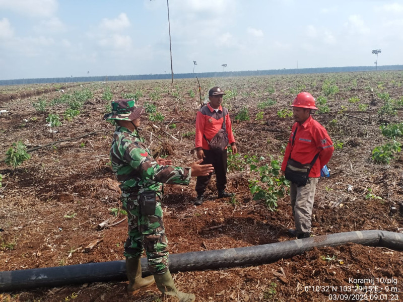 Dengan Cuaca Yang Terik, Babinsa Koramil 10/Pelangiran Turun Lakukan Patroli dan Sosialisasi Karlahut