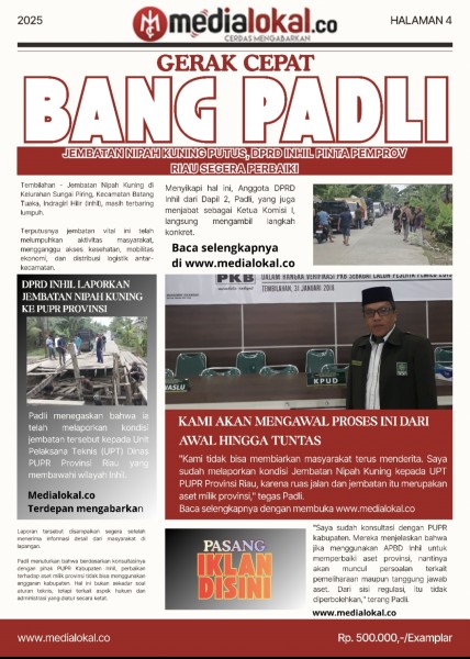 Jembatan Nipah Kuning Putus, DPRD Inhil Desak Pemprov Bertindak Cepat