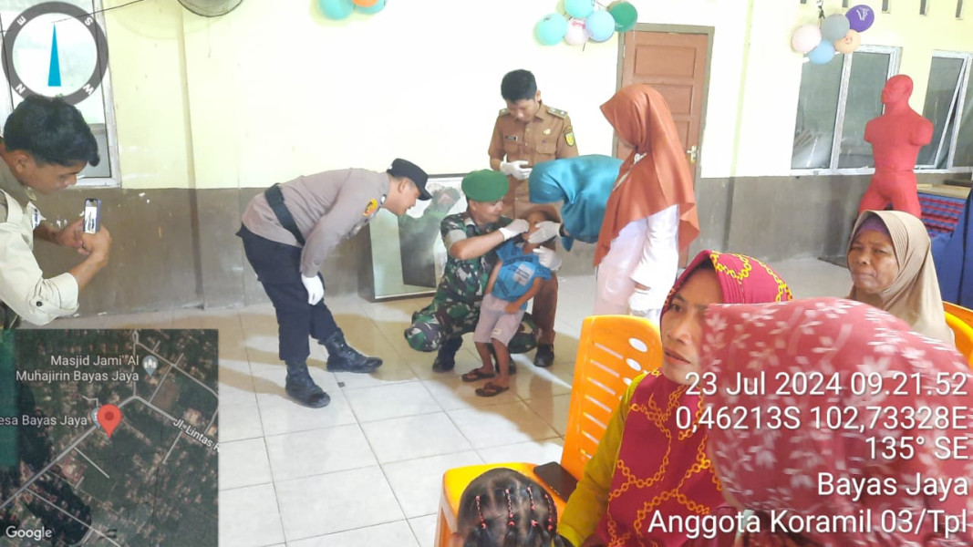 Babinsa Koramil 03/Tpl Serma Damrianto Hadiri Kegiatan Pencanangan PIN Polio Serentak Kabupaten Inhil