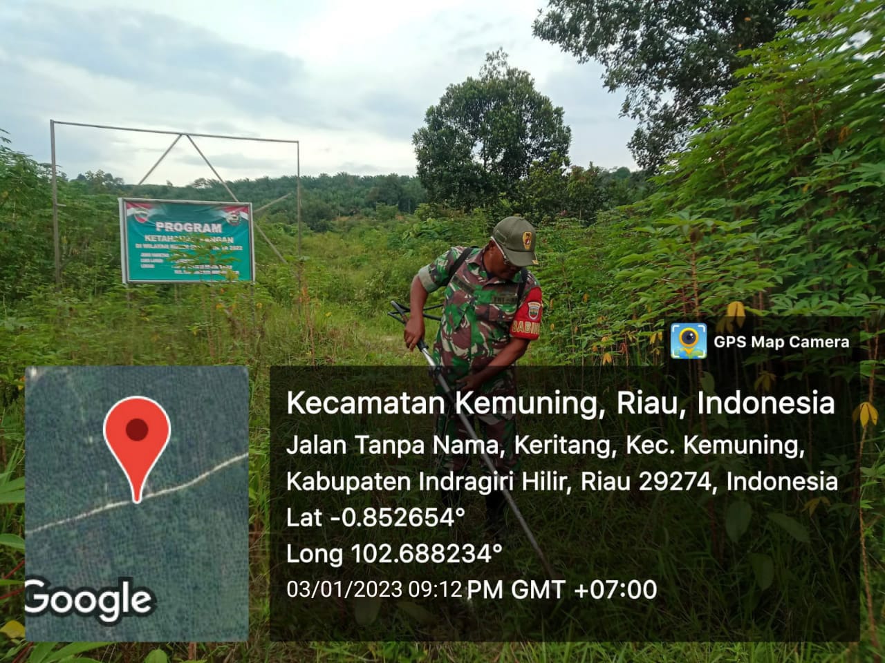 Babinsa Koramil 09/Kemuning Pantau Perkembangan Gulma