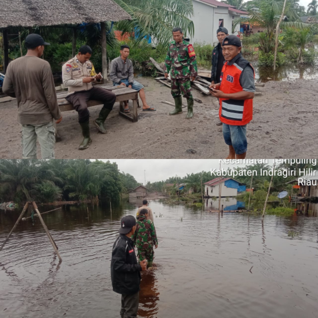 Wujud Perhatian Babinsa 03/Tpl Pantau Lokasi Banjir di Wilayah Binaannya