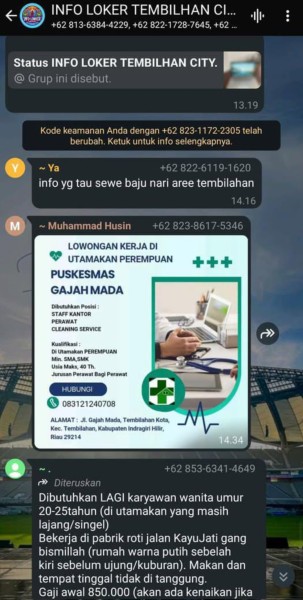 Kepala Puskesmas Gajah Mada Tembilahan Pastikan Informasi Lowongan Pekerjaan adalah Hoax
