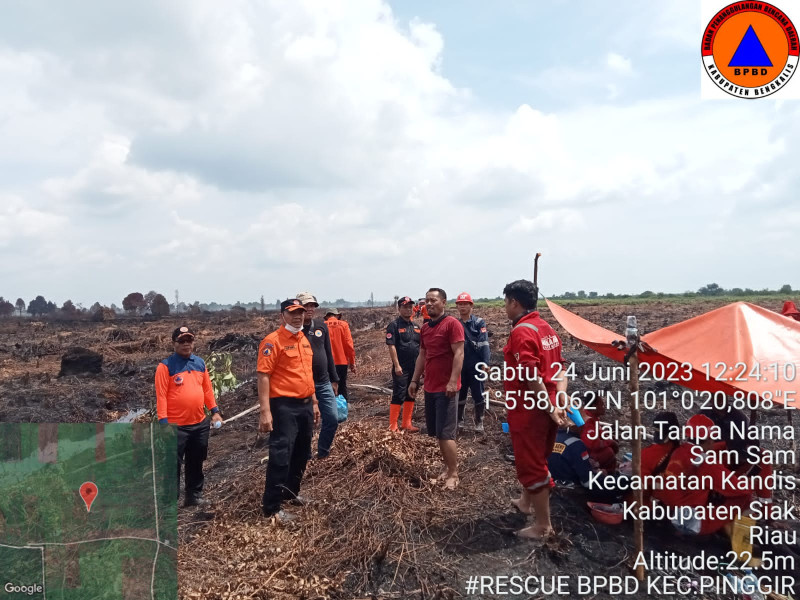Kalaksa BPBD Bengkalis Lakukan Koordinasi Dengan 2 Koleganya Atasi Kebakaran Lahan di Wilayah Perbatasan