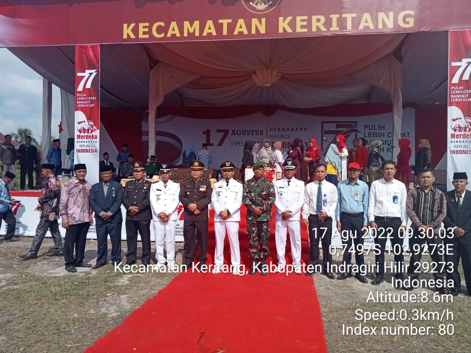 Peltu Gusmar Ikuti Pelaksanaan Upacara HUT RI ke-77 di Kecamatan Keritang