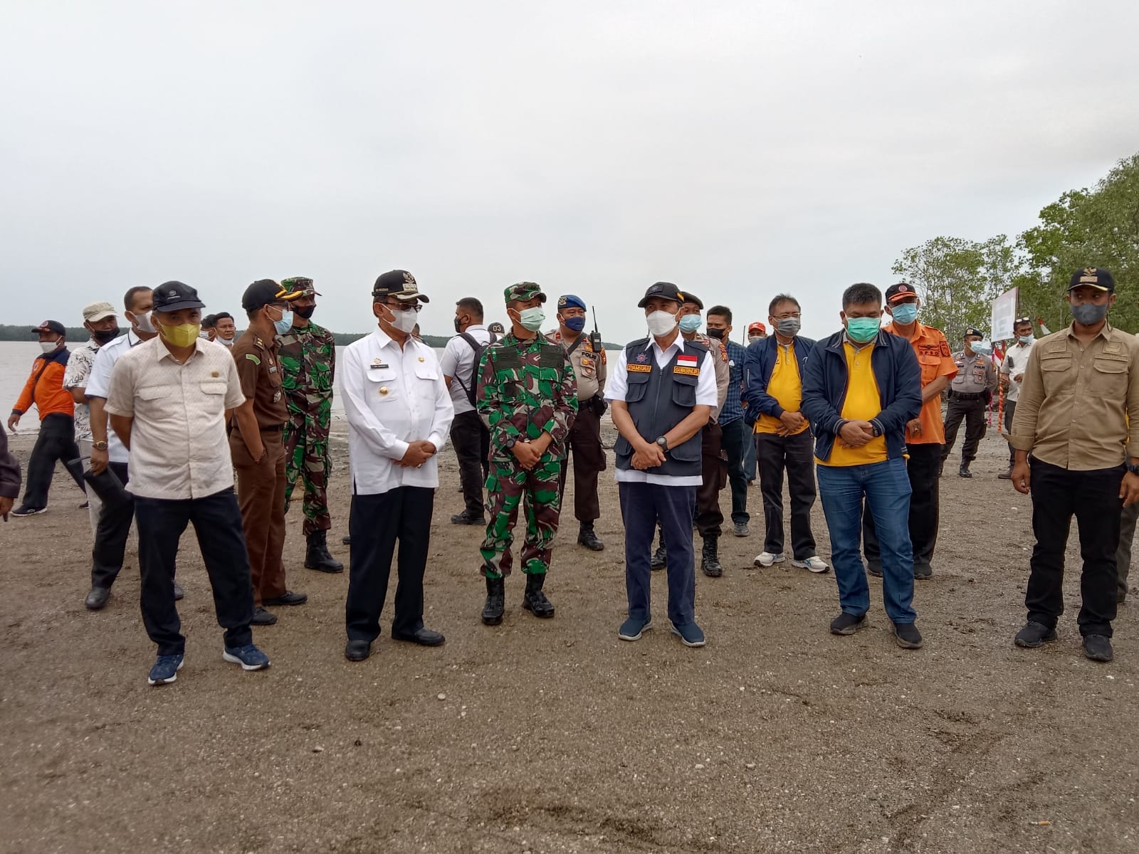 Gubernur Riau dan Bupati Inhil Tanam Mangrove Perdana di Kawasan Pantai Terumbu Mabloe
