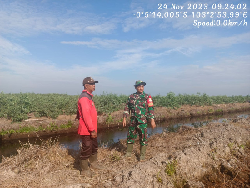 Babinsa Koramil 05/Gas Kodim 0314/Inhil Gencar Lakukan Patroli Mitigasi Lahan Terbuka Bersama Masyarakat
