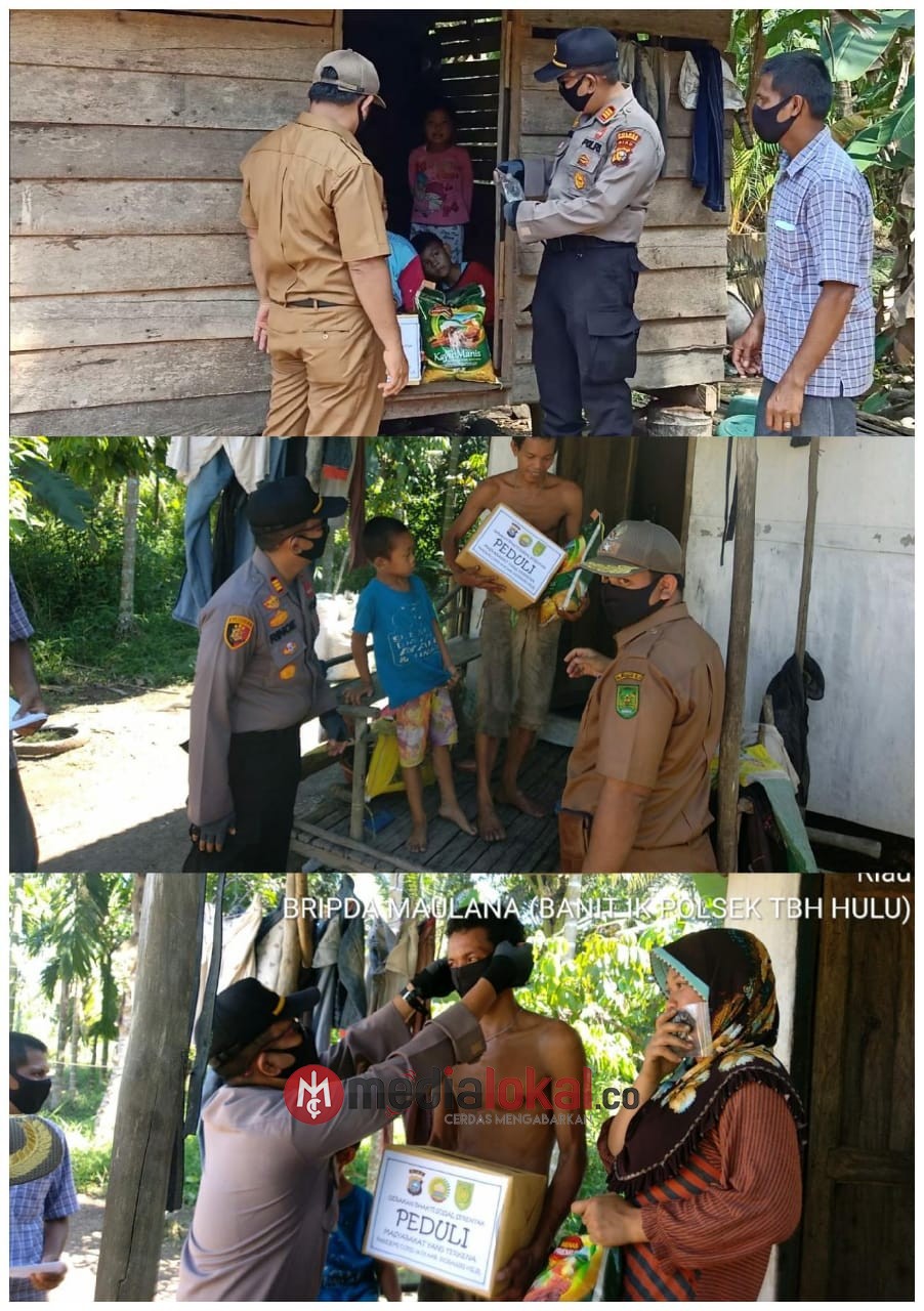 Baksos Serentak Polri Peduli, Polsek Tembilahan Hulu Salurkan Bantuan Sembako untuk Warga