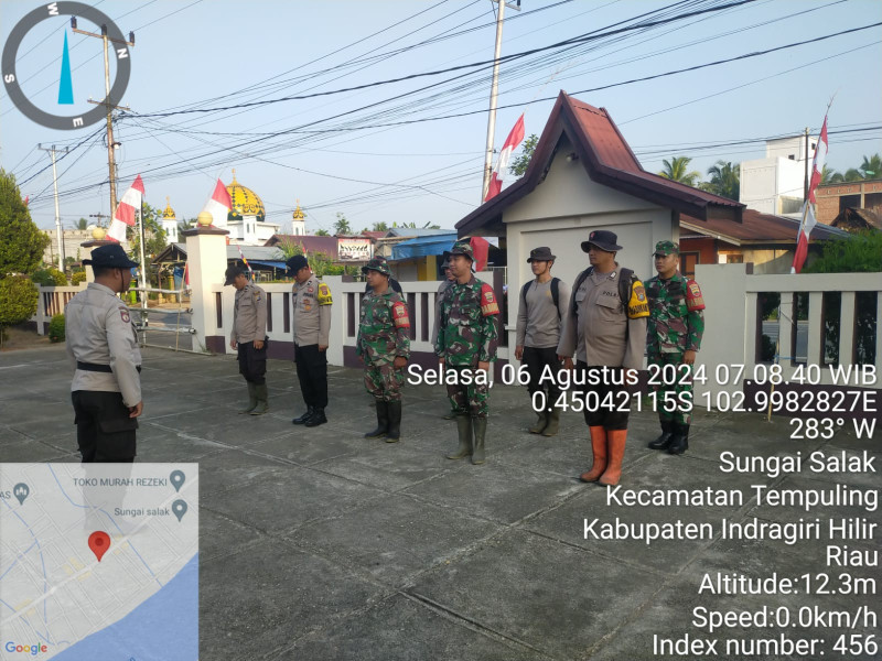 Siaga Karhutla Bersama Polsek Tempuling, Koramil 03/Tpl Gelar Apel Kesiapsiagaan