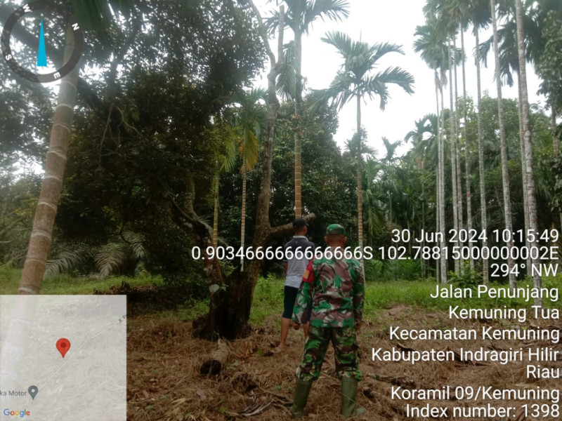 Babinsa Koramil 09/Kemuning Lakukan Patroli Karhutla Guna Cegah Kebakaran di Wilayah Binaan