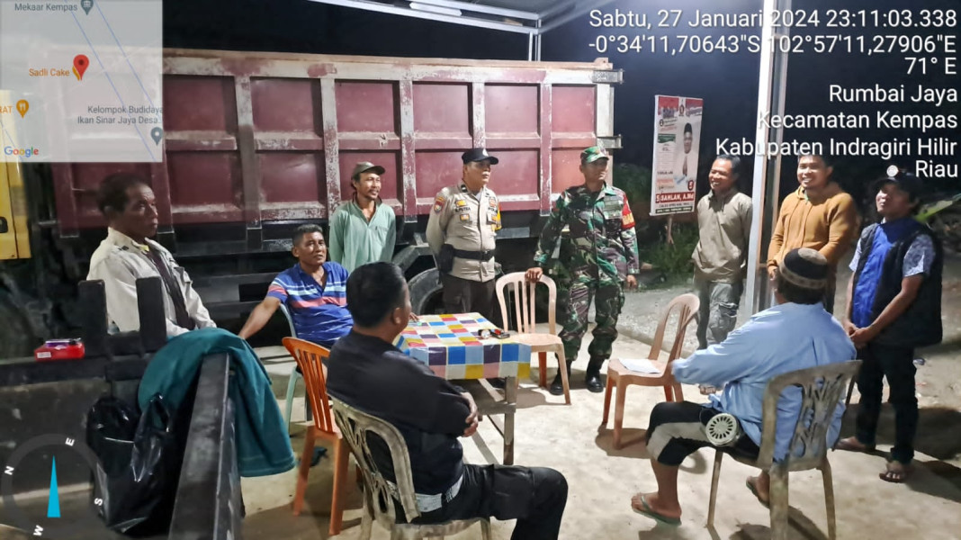 Patroli Cipta Kondisi Tiga Pilar Desa Danau Pulai Indah, Jaga Kamtibmas Jelang Pemilu 2024