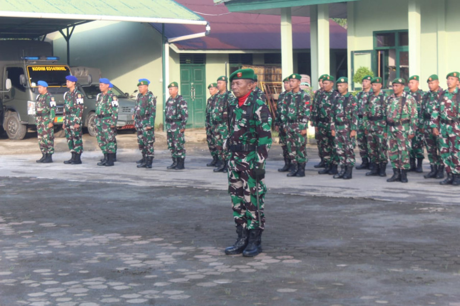 Danramil 03/Tpl Jadi Komandan Upacara di Kodim 0314/Inhil