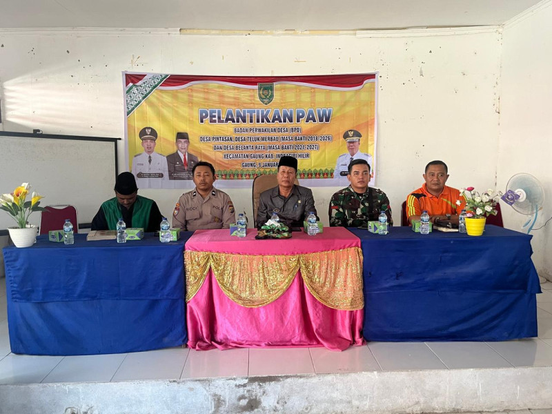 Babinsa 05/Gas Pratu Sormin Hadiri Pelantikan Pergantian Antar Waktu PAW BPD Di Beberapa Desa Wilayah Kecamatan Gaung