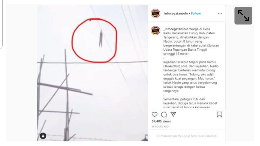 Viral Bocah Perempuan Bergelantungan di Kabel SUTET, Ini Kronologi Lengkapnya Viral Bocah Perempuan Bergelantungan di Kabel SUTET, Ini Kronologi Lengkapnya