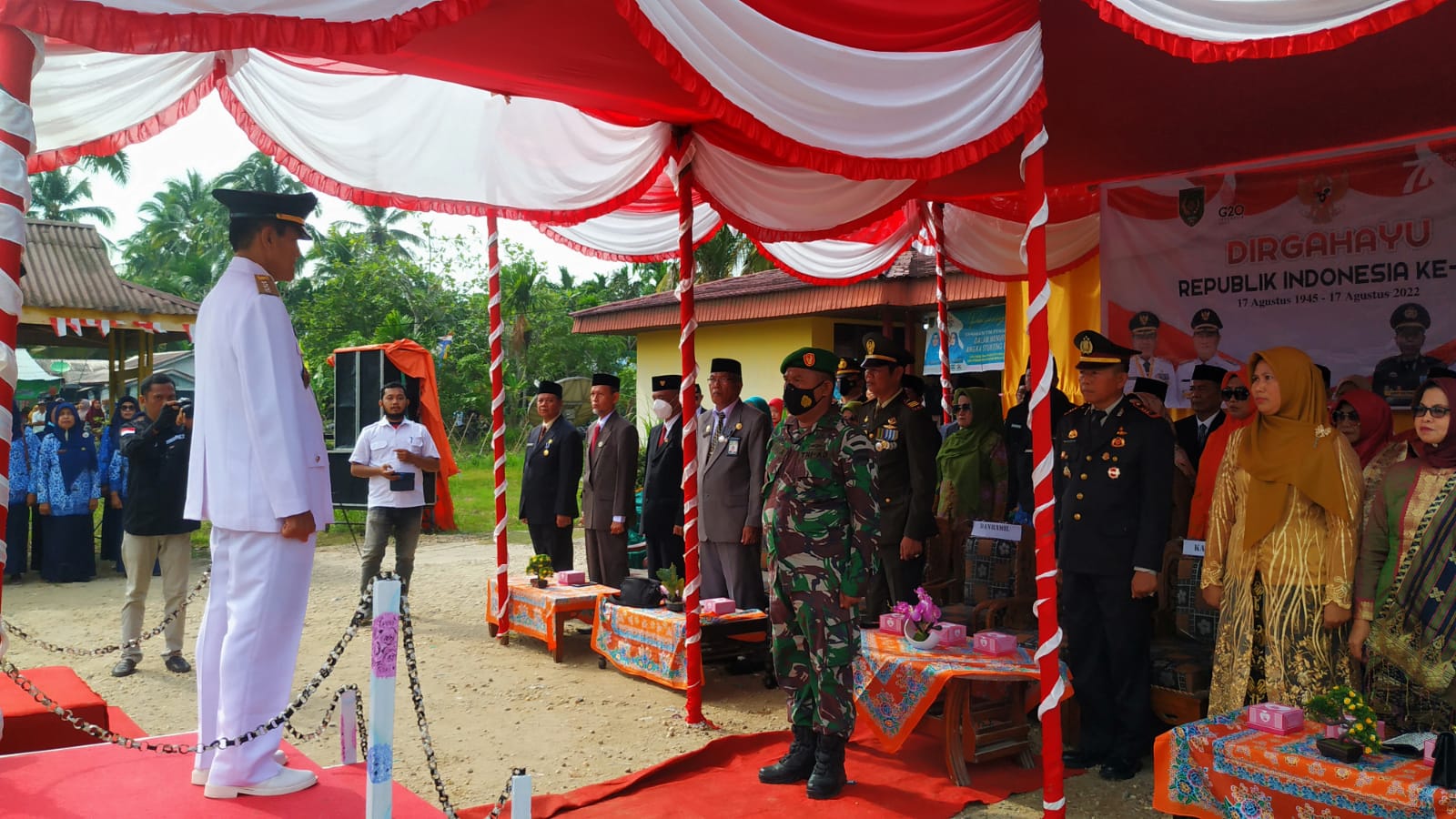 Koramil 07/Reteh Ikuti Peringatan HUT RI ke-77 di Kecamatan Reteh