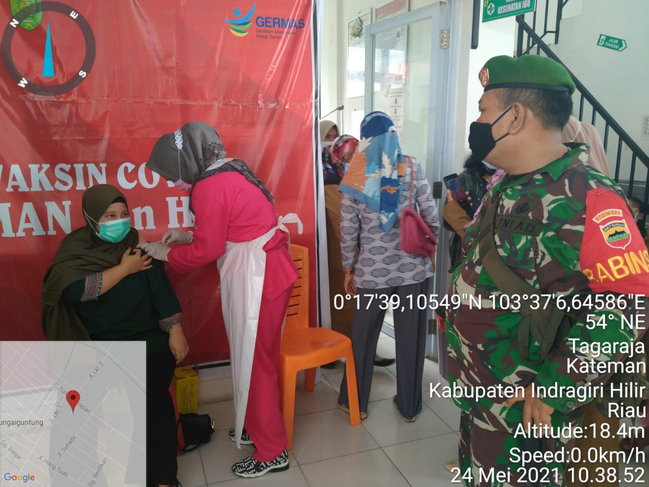 Personil Koramil 06/Kateman Dampingi Vaksinasi Kepada Paramedik dan Lansia