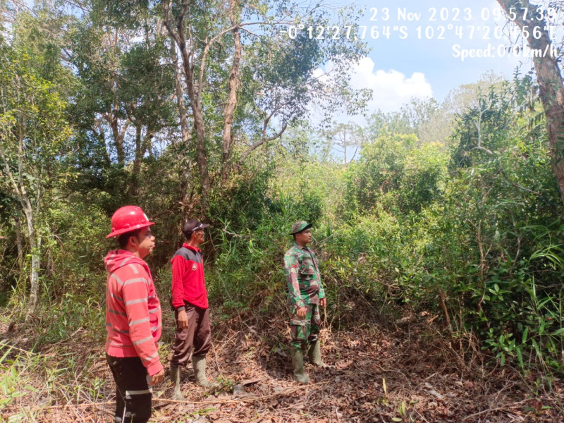 Gencar Terhadap Lahan, Bhabinsa Koramil 05/Gas Kodim 0314/Inhil Kopda Chandra Manto Lakukan Patroli Mitigasi Lahan Terbuka