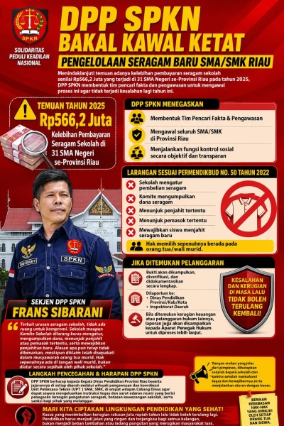 DPP SPKN Bakal Kawal Ketat Pengelolaan Seragam Baru SMA/SMK Riau