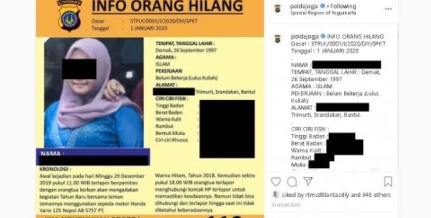 Viral, Wanita Dilaporkan Hilang di IG Polda DIY Mengaku Cuma Prank