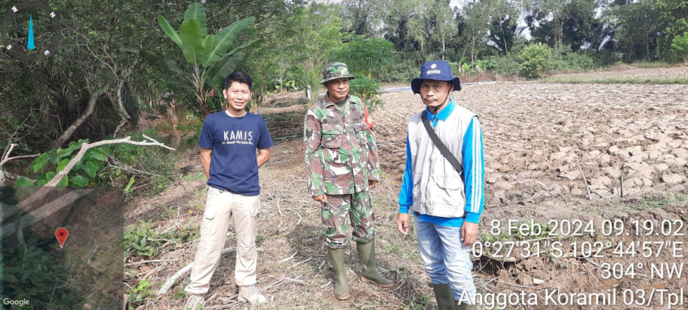 Babinsa 03/Tpl Bersama Petani Cek Lahan Sawah