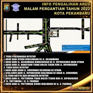 Info Pengalihan Arus Lalu Lintas Malam Tahun Baru di Kota Pekanbaru, Ada Area yang Ditutup
