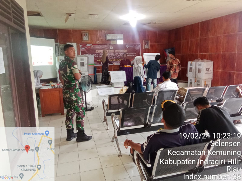 Danramil 09/Kmg Amankan Rapat Pleno Terbuka Rekapitulasi Hasil Pemilu