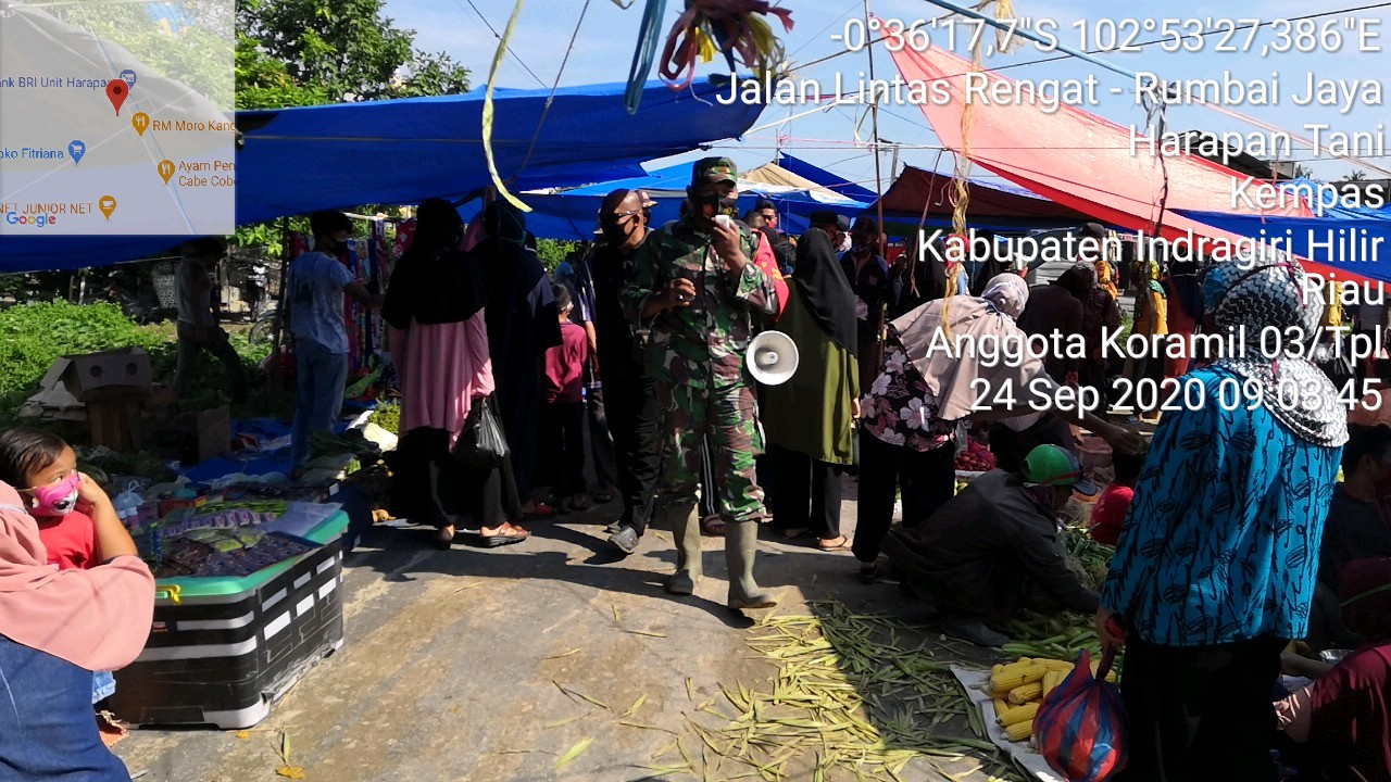 Disiplinkan Masyarakat, Ini yang Babinsa Koramil 03/Tempuling Kodim 0314/Inhil Bersama Gugus Tugas 
