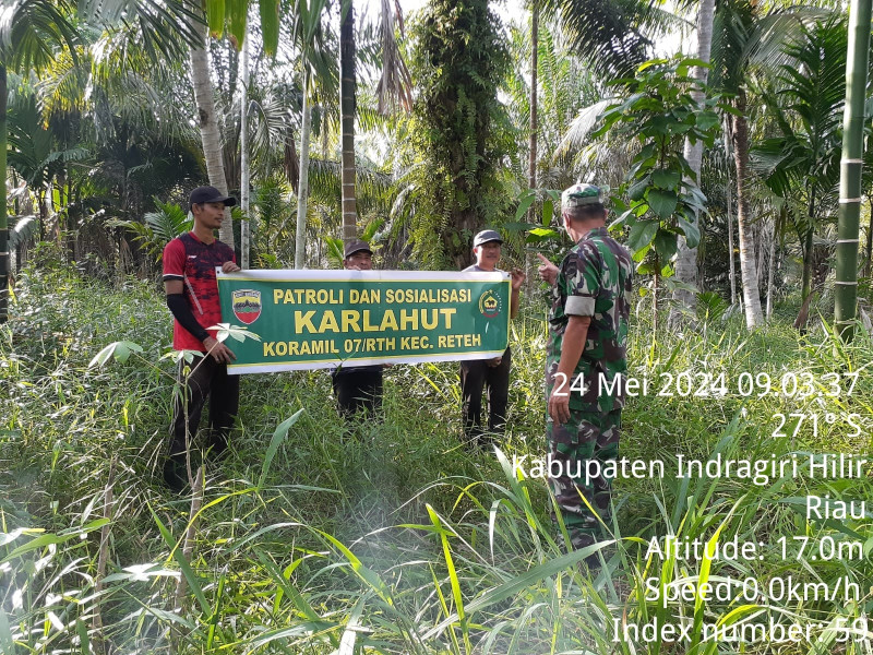 Dengan Patroli, Babinsa Koramil 07/Reteh Giat Lakukan Pencegahan Karlahut di Binaan