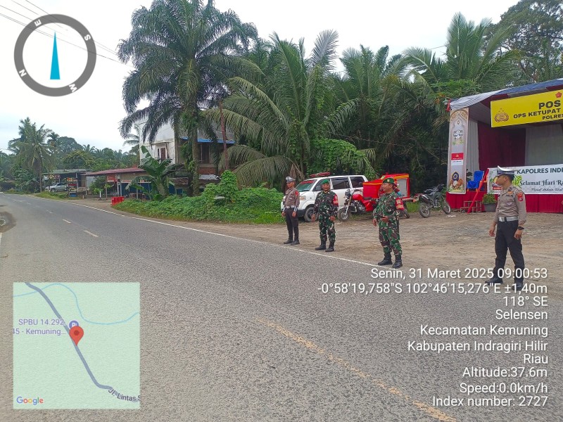Mengawal Ketertiban Arus Mudik, Koramil 09/Kemuning Gelar Pos Pengamanan Hari Raya Idul Fitri 2025