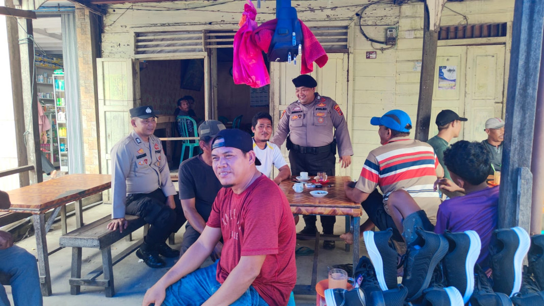 Sosialisasi  Himbauan Pemilu Damai 2024 di Wilkum Polsek Gaung dalam rangka Ops Mantap Brata Lancang Kuning Tahun 2023-2024