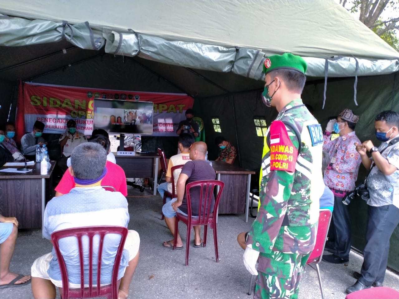 Tim Gabungan Operasi Yustisi  Melakukan Penegakan Protokol Kesehatan Covid-19 di Kabupaten Siak