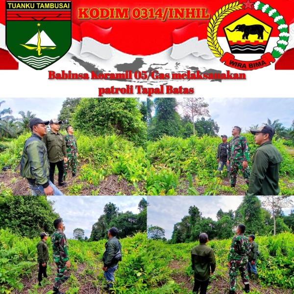 Babinsa 05/Gas Pratu Riky Sormin Lakukan Patroli Tapal Batas Dengan Warga  Di Desa Binaan