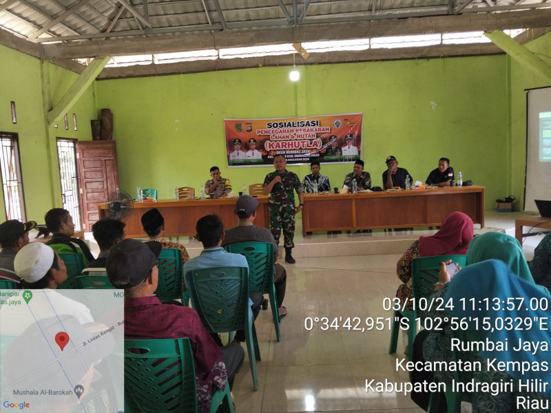 Danramil 03/Tpl Menjadi Narasumber Pada Sosialisasi Pencegahan dan Penangan Karhutla di Kecamatan Kempas