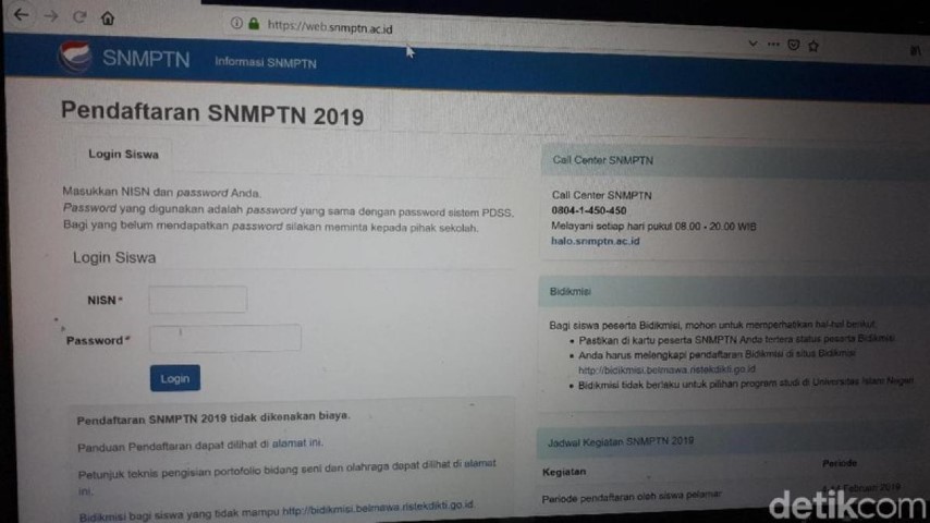 Sempat Bermasalah, Web Resmi SNMPTN 2019 Sudah Bisa Diakses Lagi
