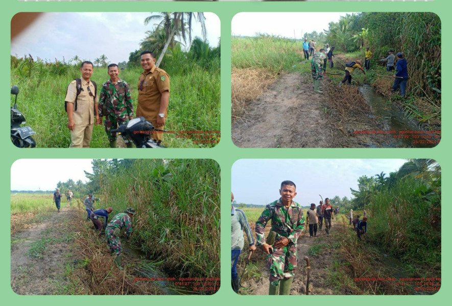 Babinsa Serda Ramli Giat Lakukan Gerakan Penanganan Padi Berupa Normalisasi Paret di Poktan Harapan Maju